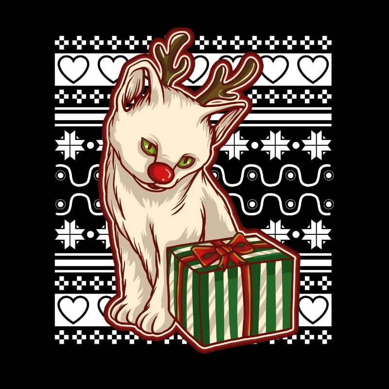 Moche pull de Noël Tshirt chat de Noël