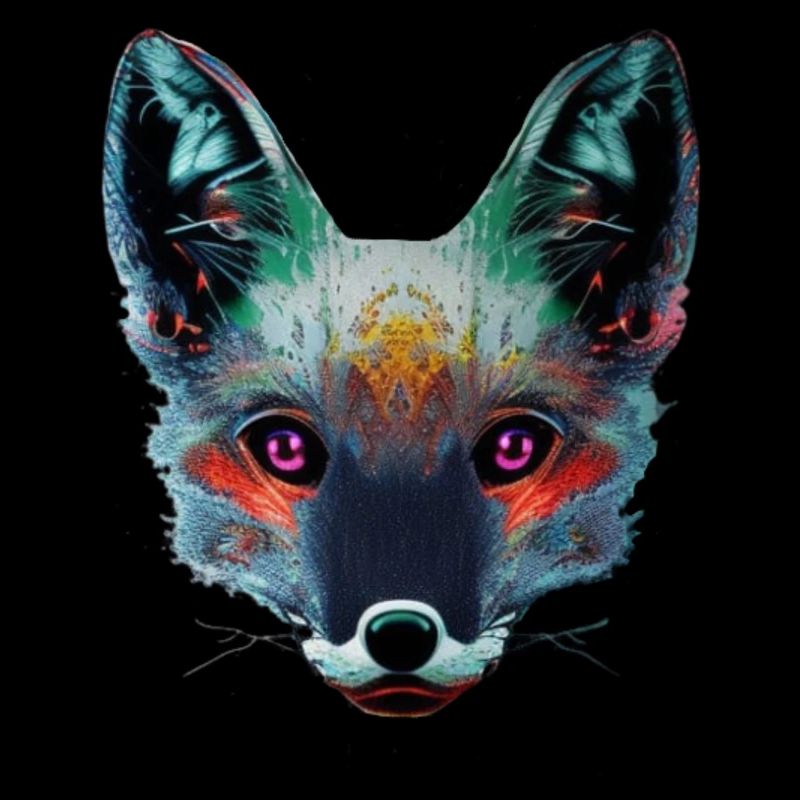 Neon Fox Head Art