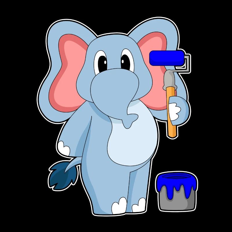 Elefant Maler Farbroller Malen