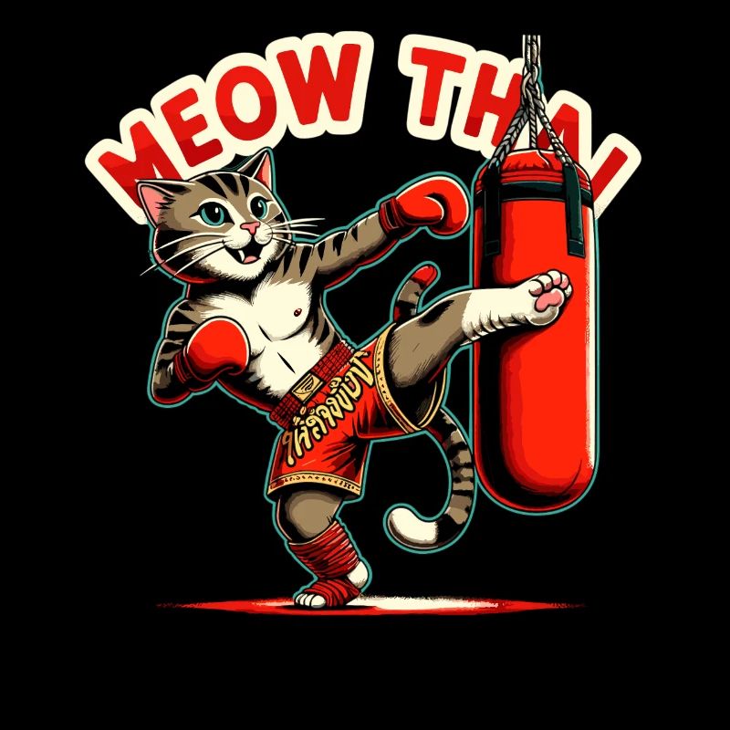 Muay Thai Kampfkunst Katze Miau Thai Thai Boxen