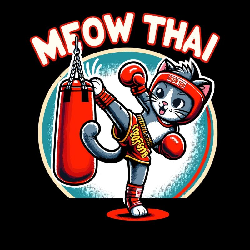 Muay Thai Kampfkunst Katze Miau Thai Thai Boxen