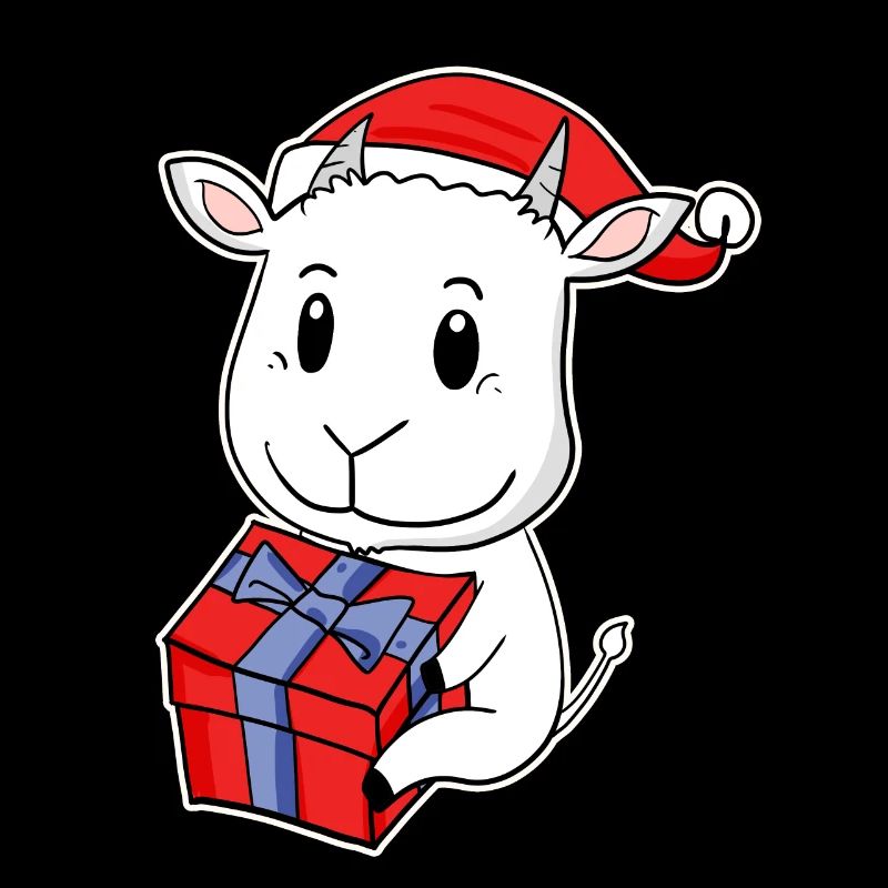 Chèvre avec bonnet de Père Noël - Noël