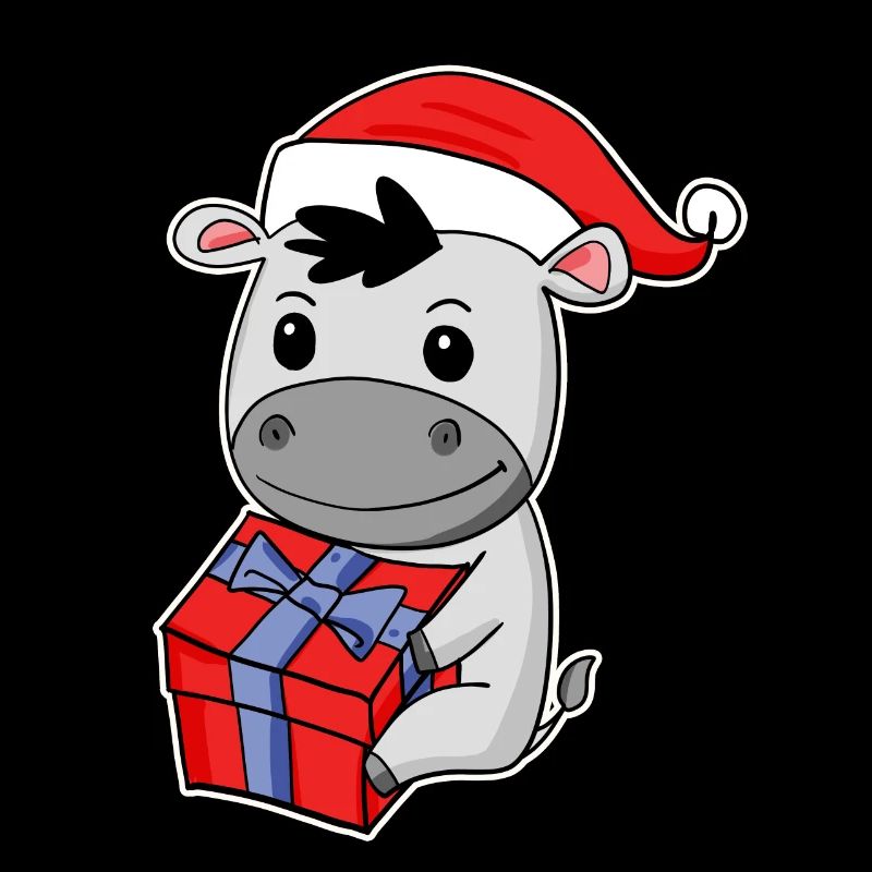 Âne avec bonnet de Père Noël - Noël