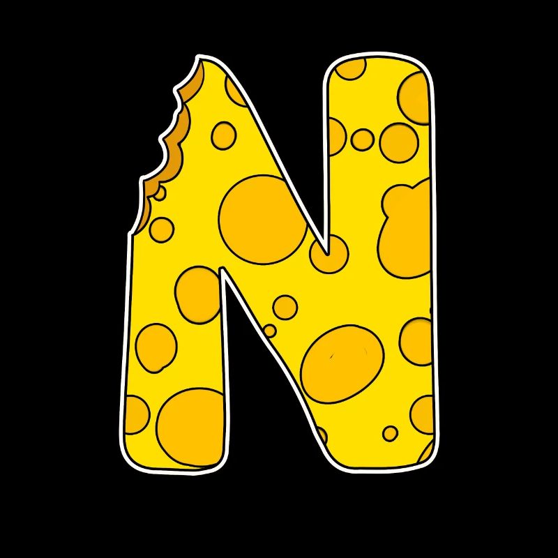 Lettre N - Lettre initiale N - Motif fromage