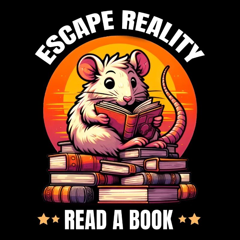 Escape Reality, Read a Book. Süße Ratte liest Buch