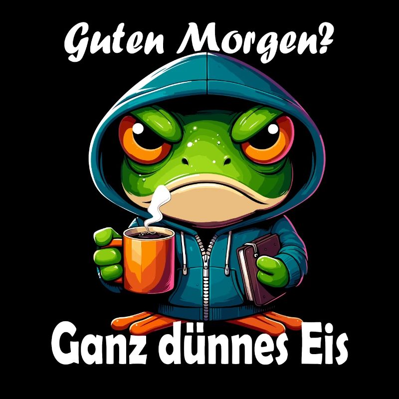 Coffee, morning grouch, late riser, frog, funny