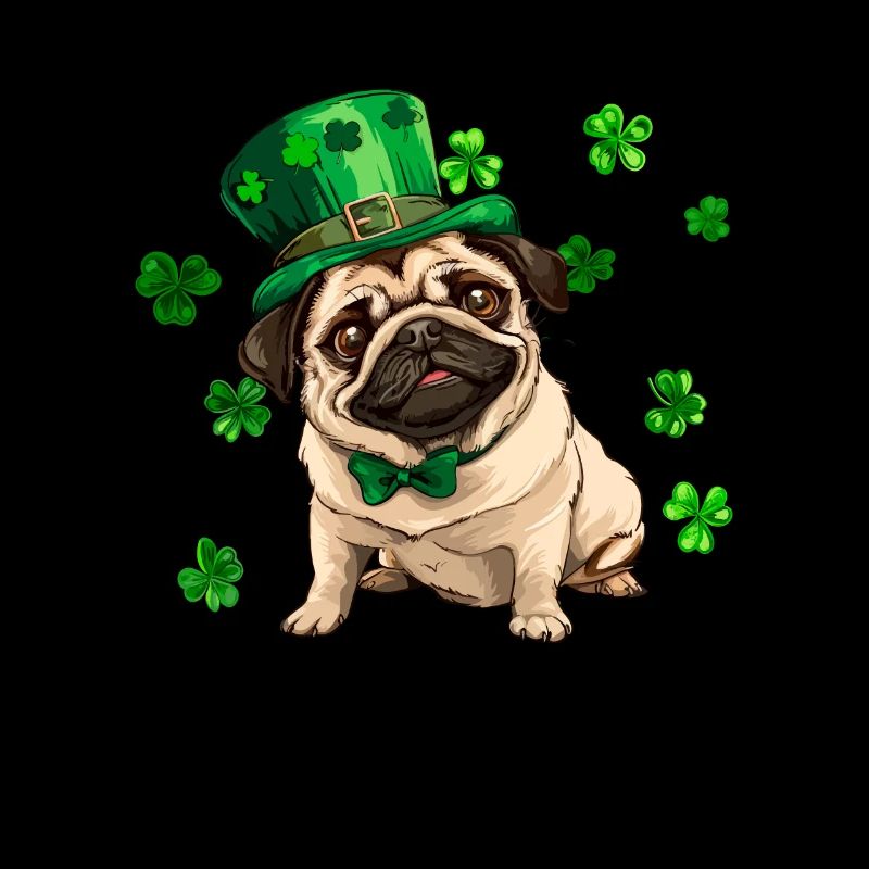 Pug dog St Patricks Day Shamrock