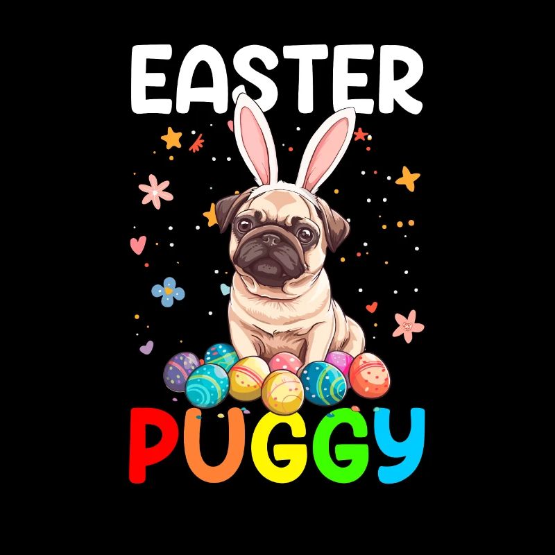 Pug easter eggs Hunting easter day