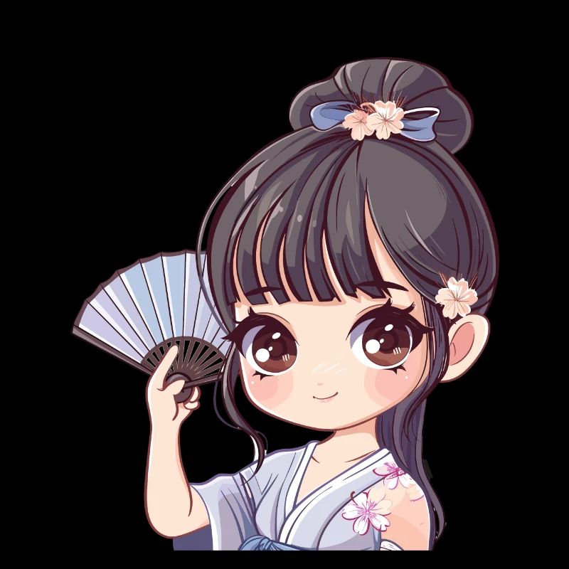 Fille d’anime avec ventilateur