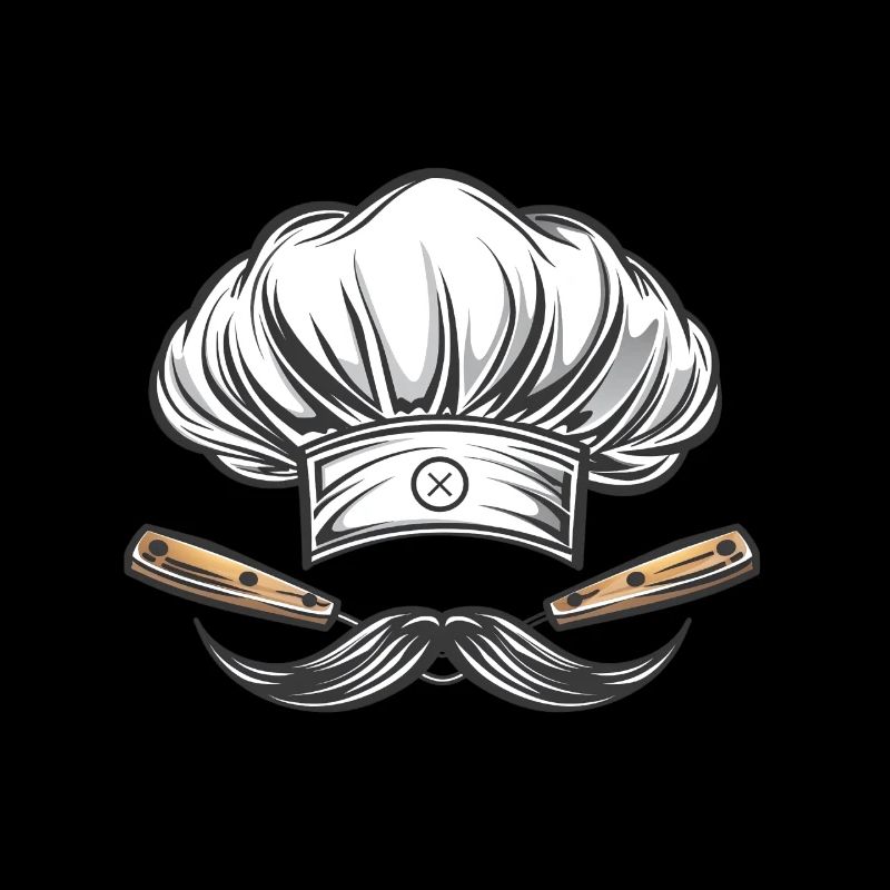 Toque de chef avec couteaux et moustache