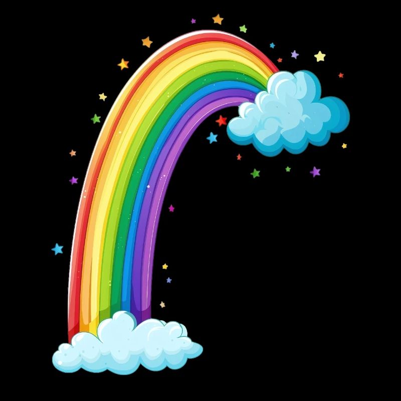 Colorful Rainbow With Clouds Drawing
