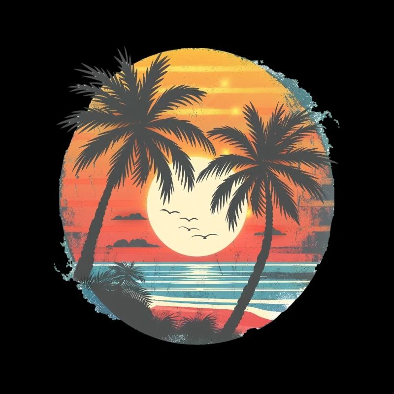 Summer Sunset Palm Trees Silhouette
