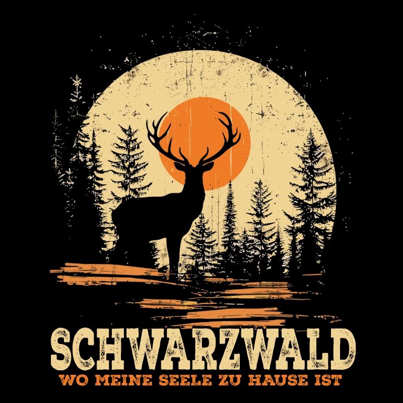 Silhouette de randonnée de la Forêt-Noire Cerf