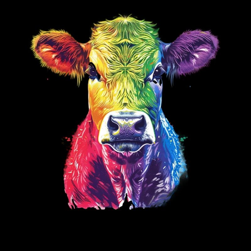 Oeuvre de vache arc-en-ciel colorée