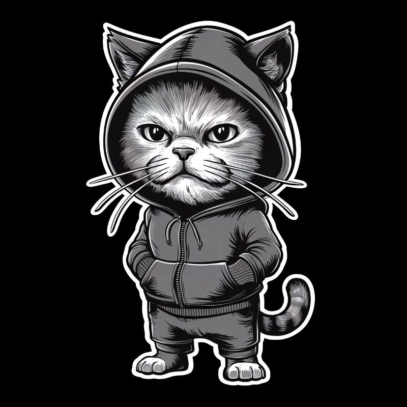 Chat en colère agacé dans un sweat à capuche élégant