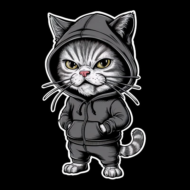 Chat en colère agacé dans un sweat à capuche élégant