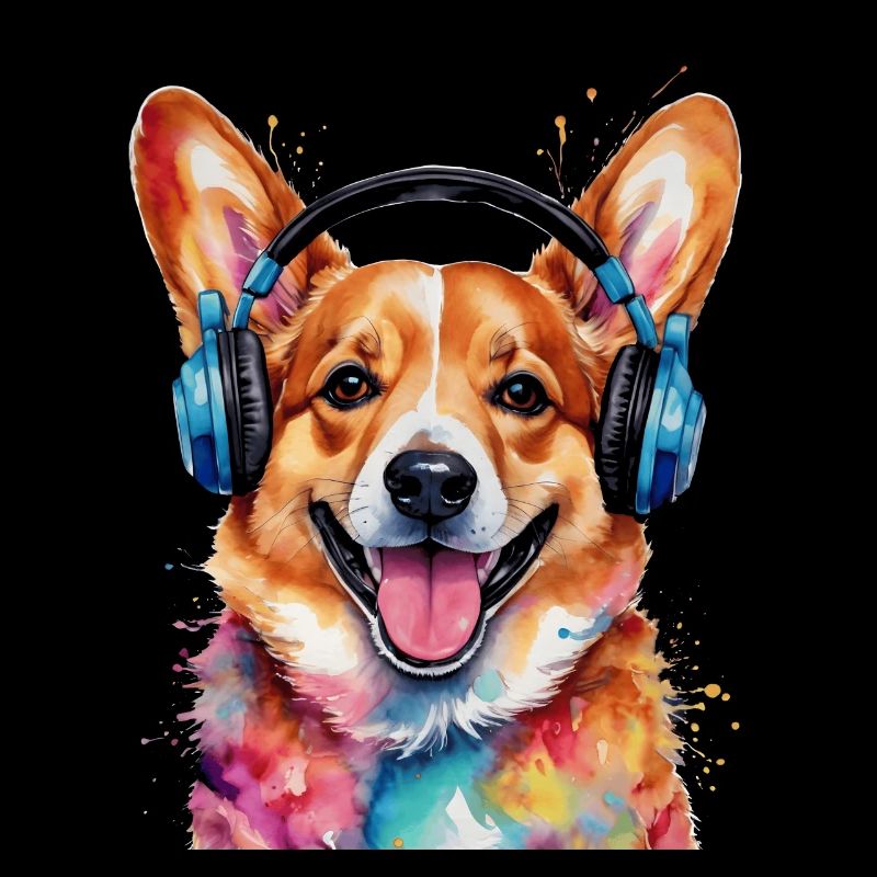 Corgi Casque Chien Coloré Drôle Animal Design Imprimer