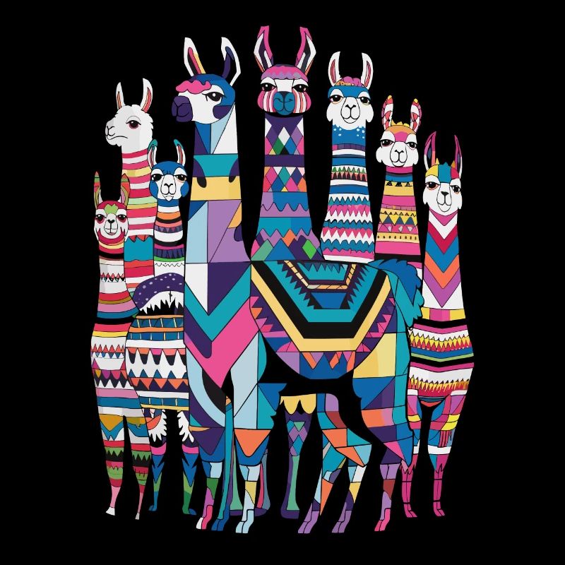 Colorful Llama Pattern Imaginative and Vibrant