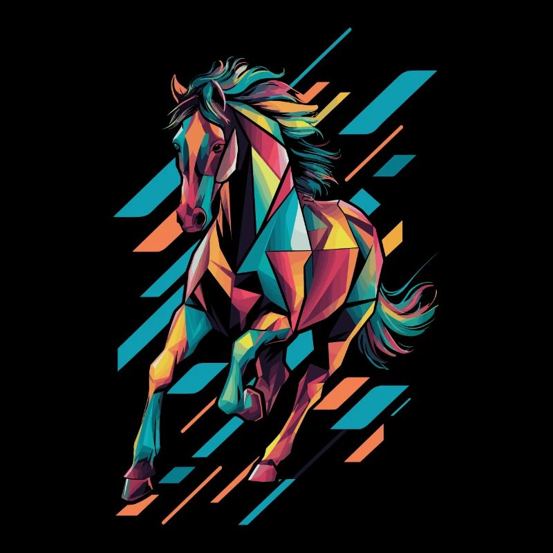 Conception géométrique colorée du cheval