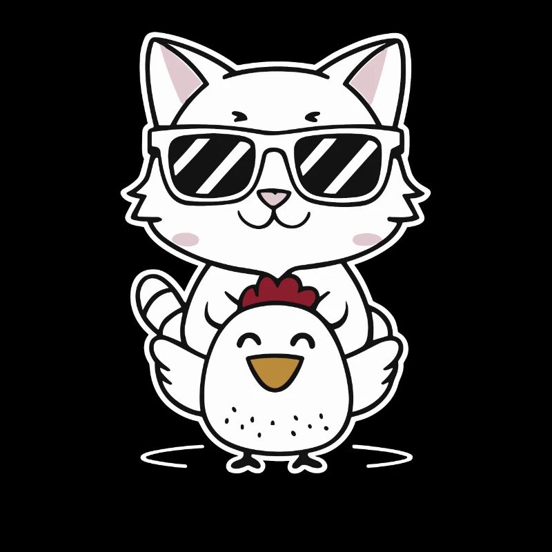 Cat with sunglasses on chicken
