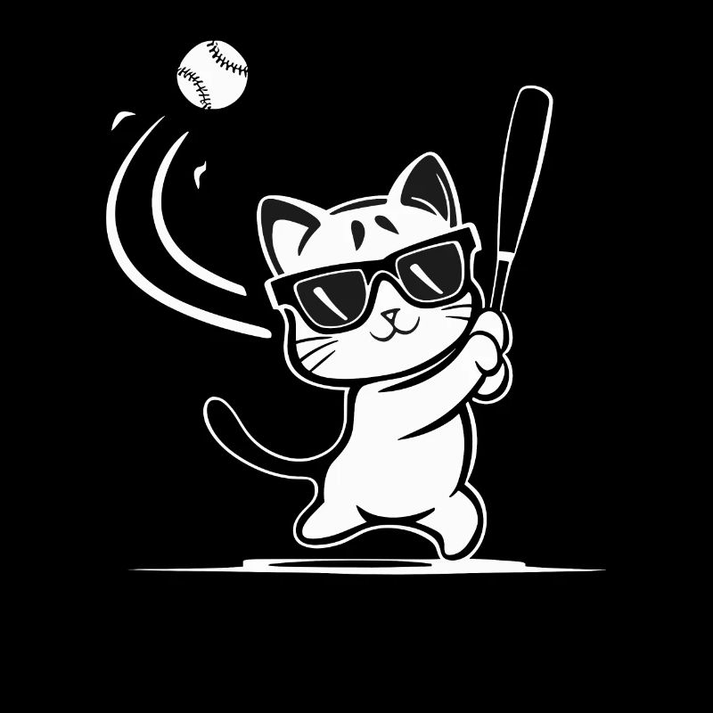 Chat avec des lunettes de soleil jouant au baseball