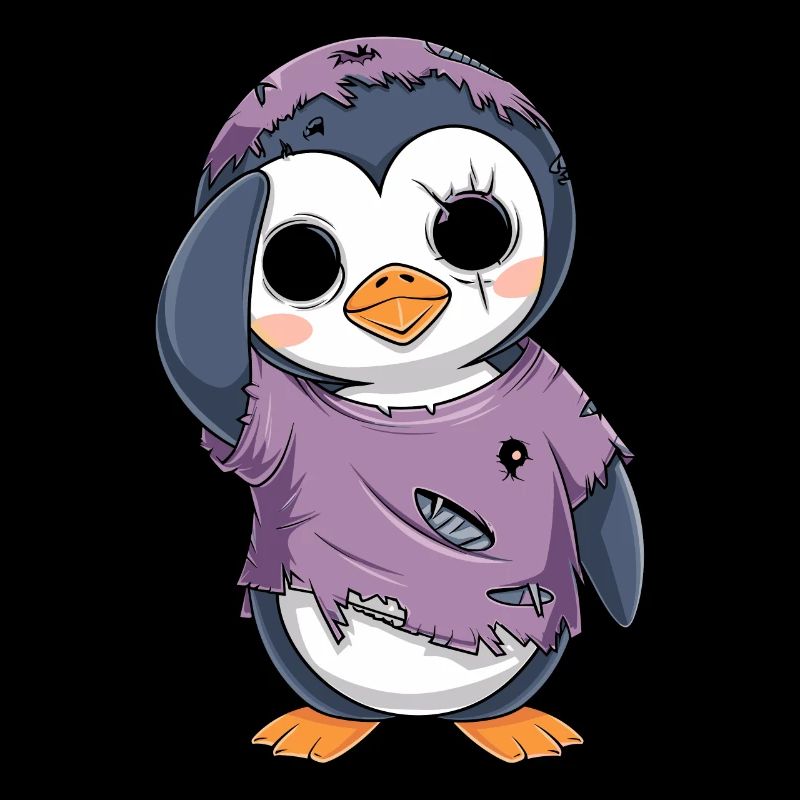 Pingouin Zombie Halloween Effrayant Mignon