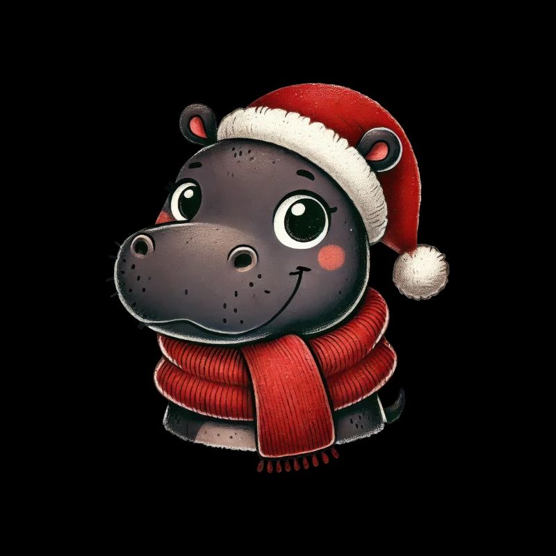 Süßes Weihnachtsnilpferd mit Weihnachtsmütze