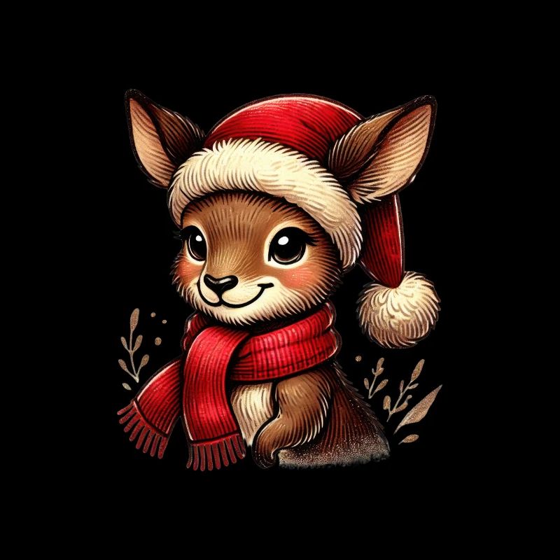 Christmas deer with Christmas hat