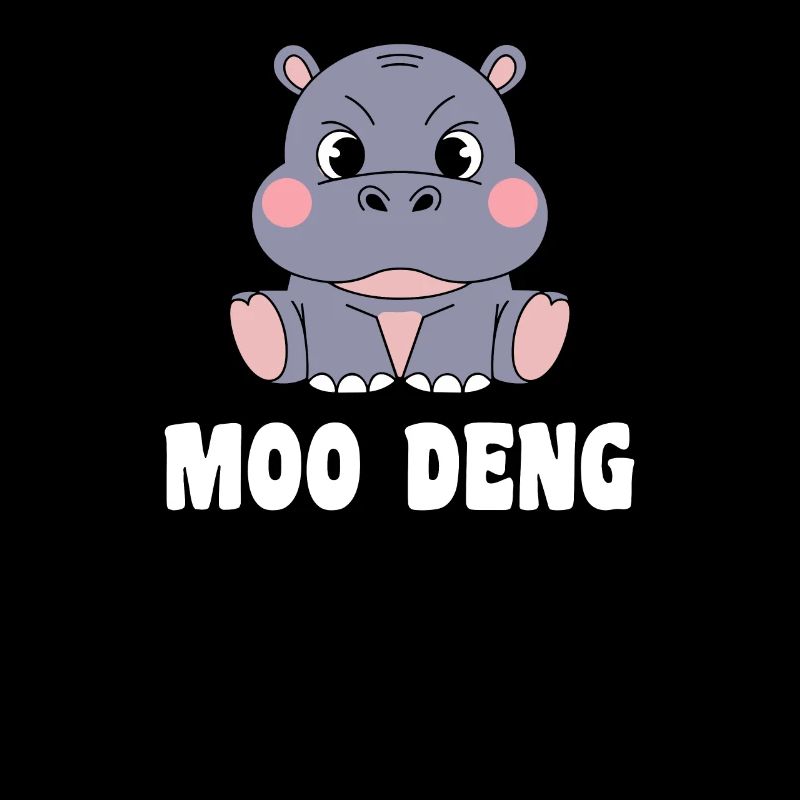 Moo Deng Hippo Funny Illustration