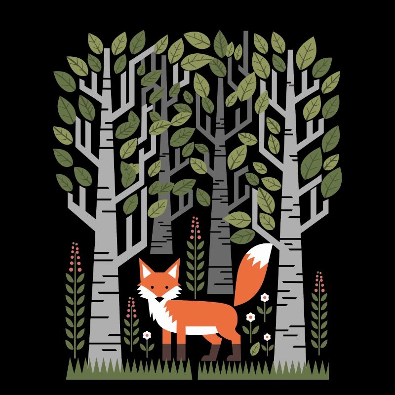 Cottagecore Renard des bois avec fleurs