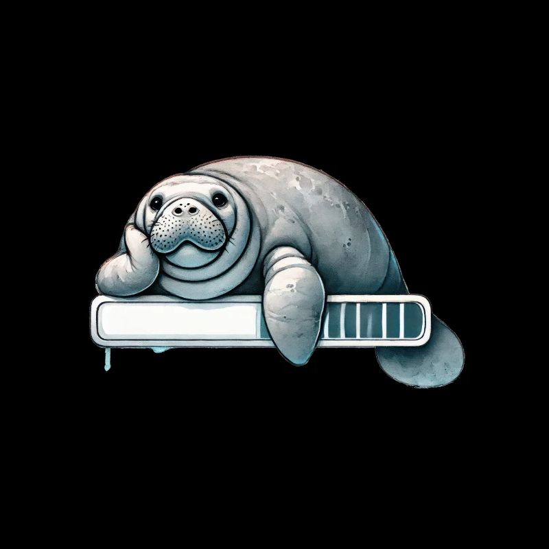 Cozy sloth manatee on loading bar