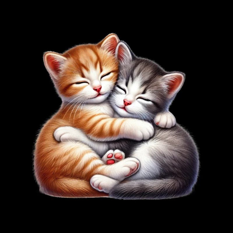Two cuddling kittens in loving embrace