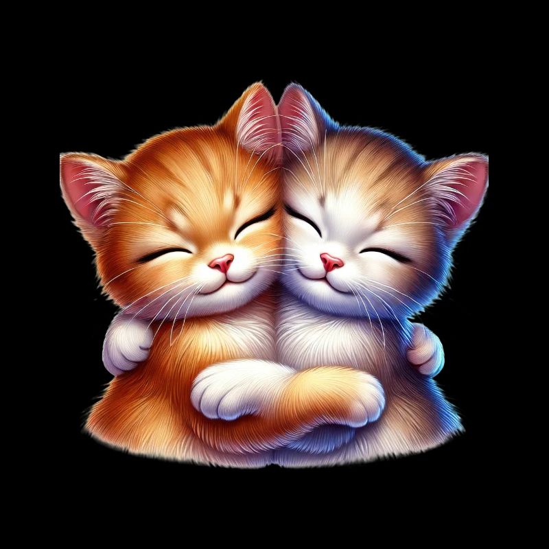 Two cuddling kittens in loving embrace