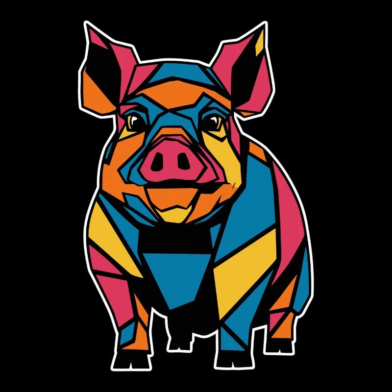 Cochon graphique graphique d’animal de ferme géométrique coloré