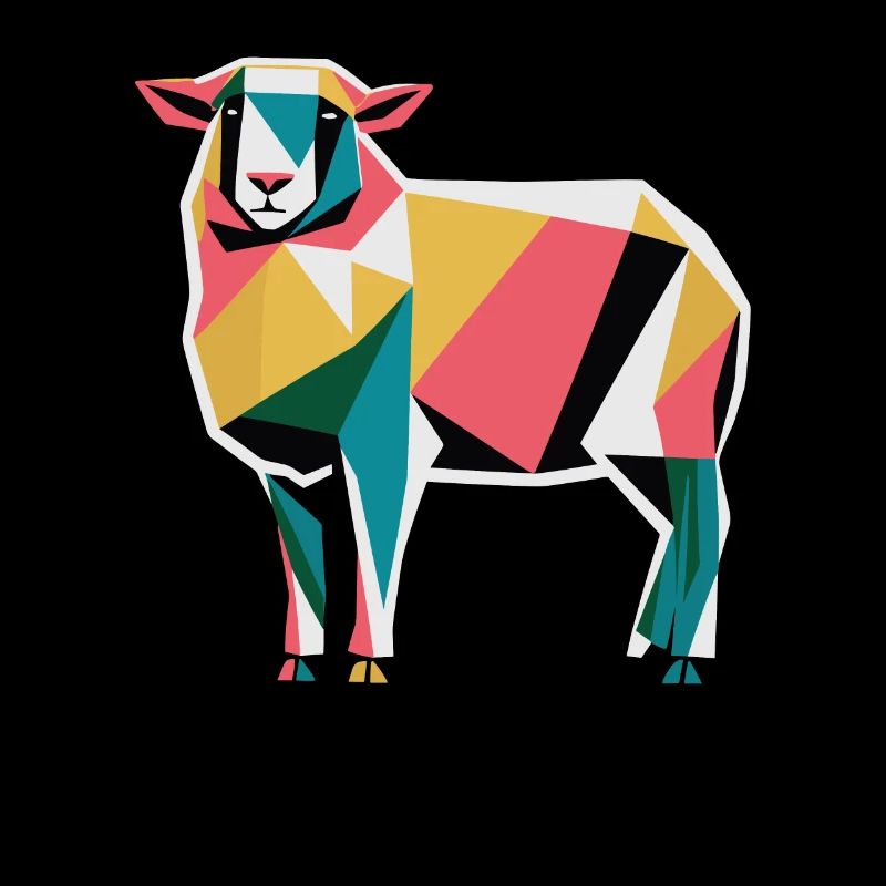 Mouton graphique graphique d’animal de ferme géométrique coloré