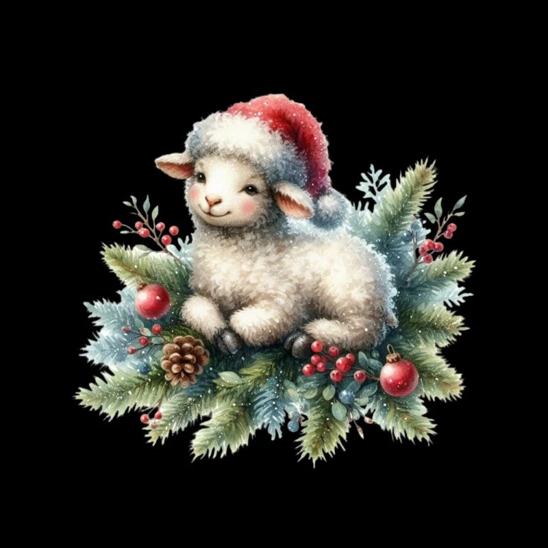 Mignon mouton de Noël avec des branches de sapin