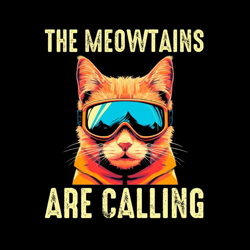 the meowtains are calling, funny skiing