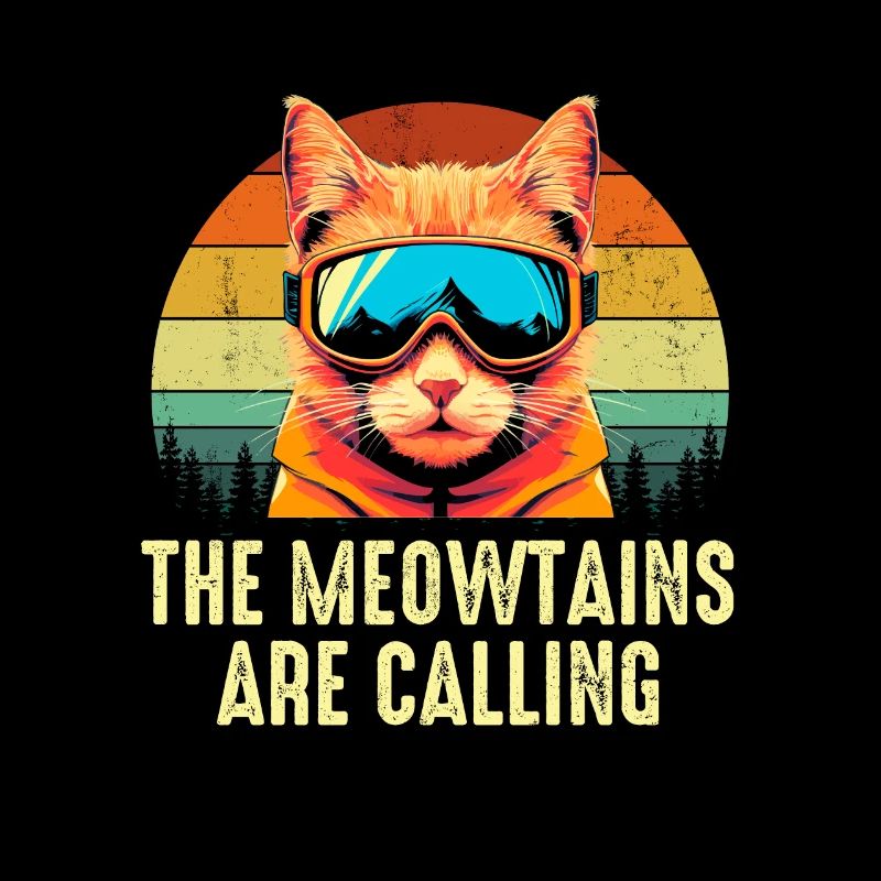 the meowtains are calling, funny skiing