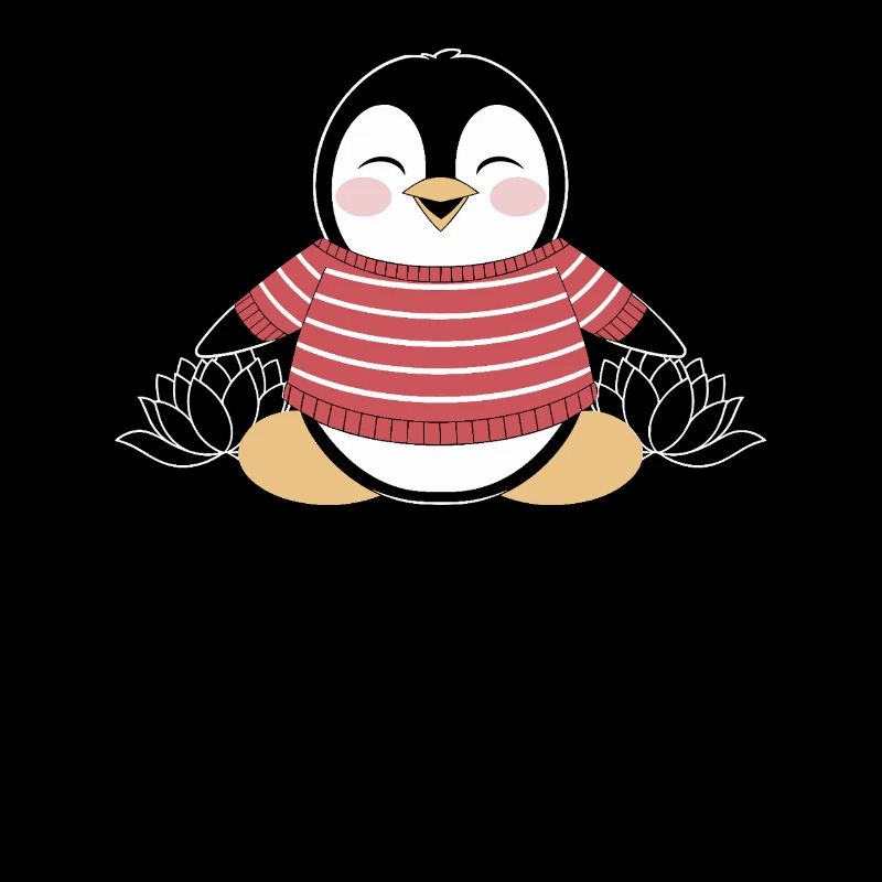 Meditierender Pinguin im Streifenpullover
