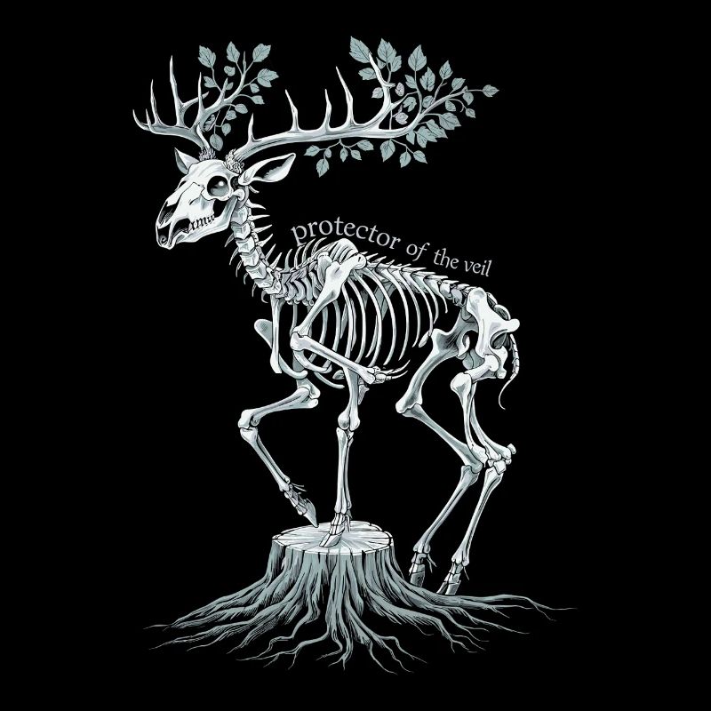 Protector Of The Veil Skeleton Deer Illustration