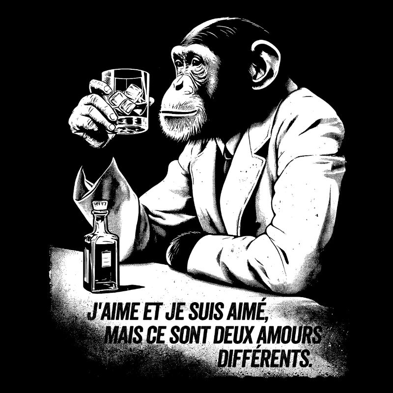 Singe à Costume Libéré et Verre d'Alcool