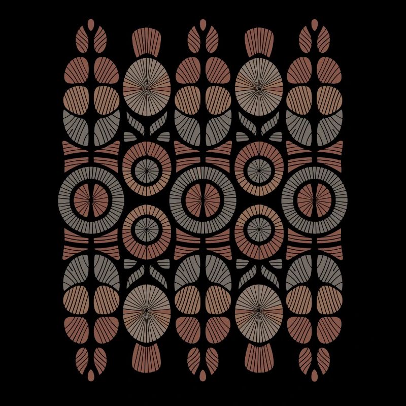 African Boho Pattern Circles and Leaves