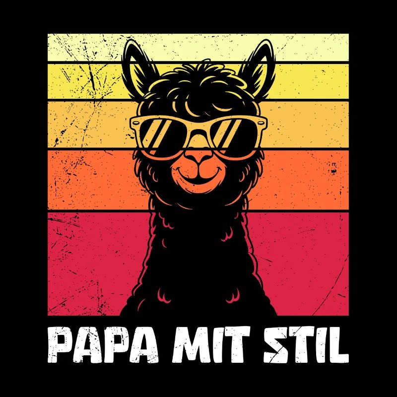 Paternité PAPA AVEC STYLE Rétro Lama Drôle