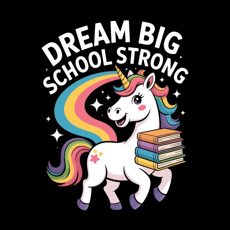 Dream Big School Strong Einhorn Regenbogen Schule