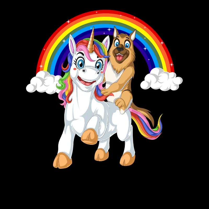 Deutscher Schäferhund auf Einhorn