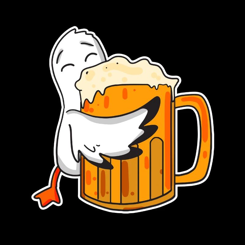 Niedliche Möwe mit Bierglas