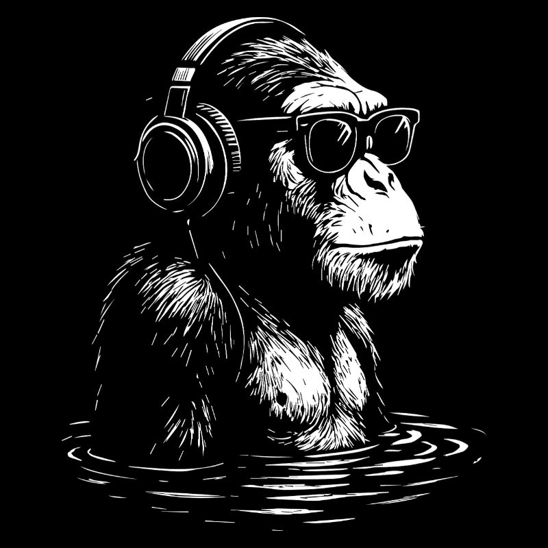 Headphone Monkey in Water