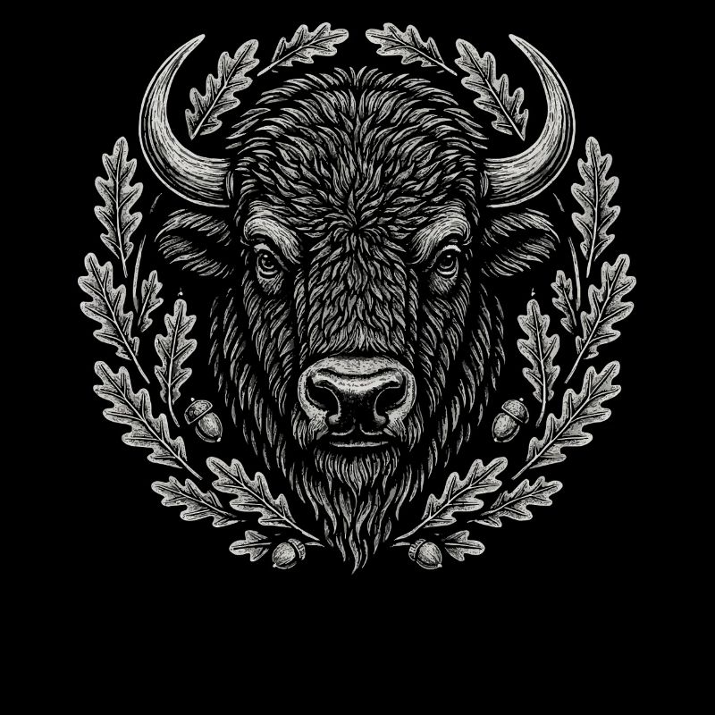 Europäischer Bison mit Eichenkranz Kunst