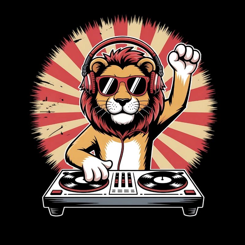 Lion DJ avec casque