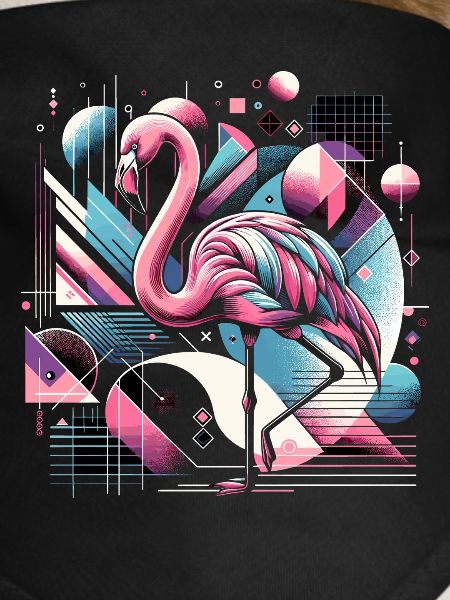 Neon Flamingo Geometric Pop 80s